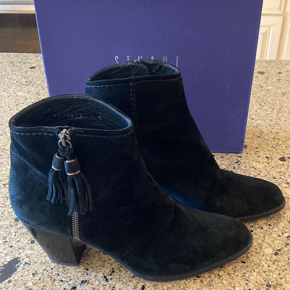 Stuart Weitzman Black Suede Booties Prancing 9